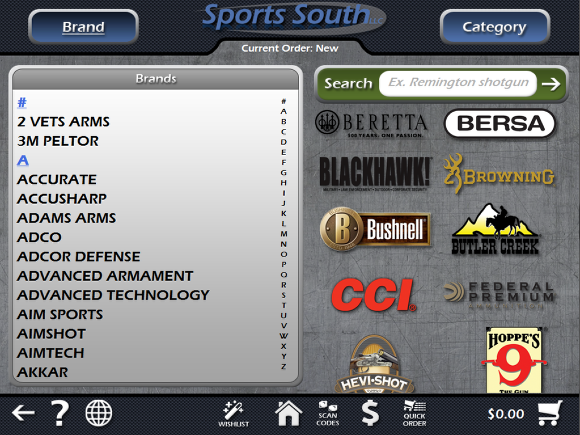 The Brand Selection Screen